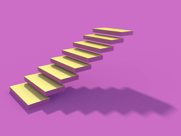 Rising arrow on staircase, increasing business. 3D rendering - Photo, Image