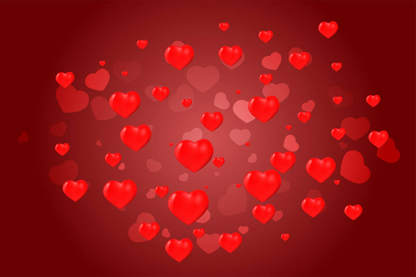 Red background with hearts for Valentine's day. - Vector, Image