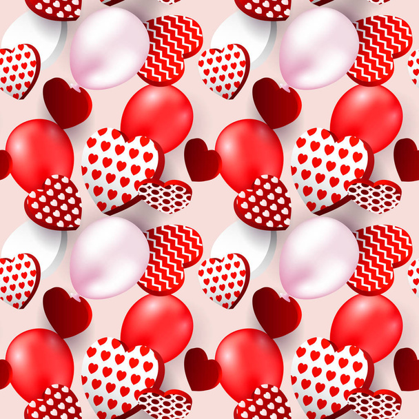 Valentines day heart seamless pattern. Valentines Day background for festive decor, wrapping paper, print, textile, fabric, wallpaper - Vector, Image