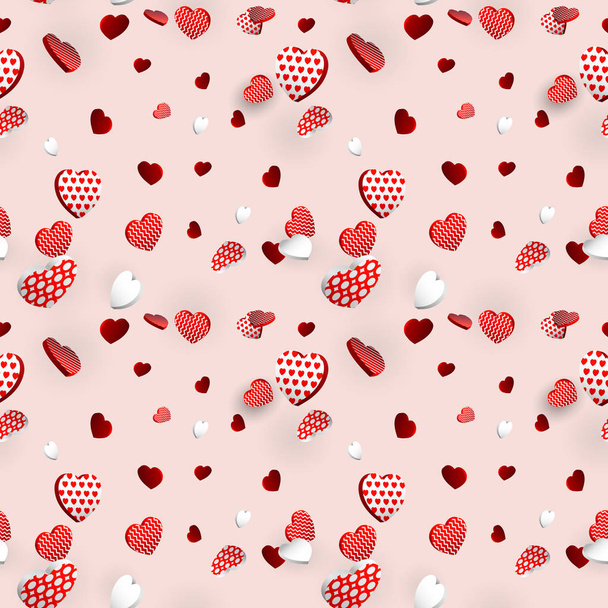 Valentines day heart seamless pattern. Valentines Day background for festive decor, wrapping paper, print, textile, fabric, wallpaper - Вектор,изображение