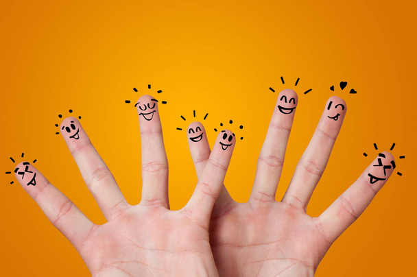 Happy fingers with brainstorming concept - Фото, зображення