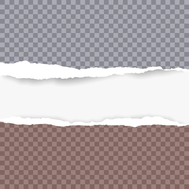 Ripped squared grey and brown paper for text or message are on white background. Vector illustration - Vector, Image