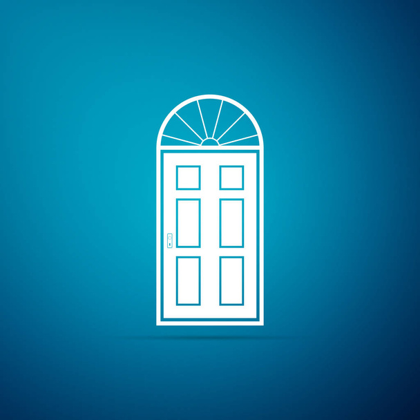 Ikona zavřené dveře izolované na modrém pozadí. Plochý design. Vektorové ilustrace - Vektor, obrázek