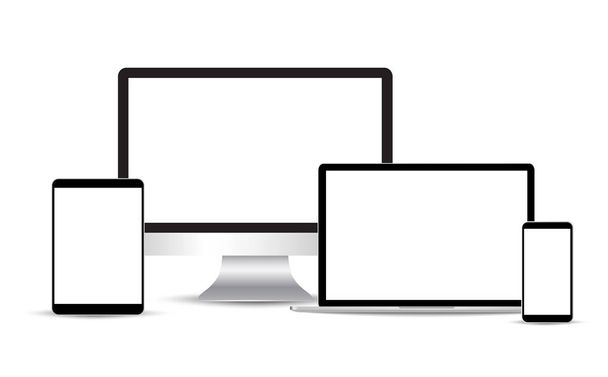 Set realistico elettronico di monitor, laptop, tablet, smartphone - Illustrazione vettoriale stock
 - Vettoriali, immagini