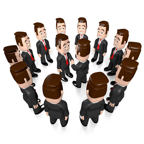 Personaggi dei cartoni animati 3D (uomini d'affari) che si stringono la mano - cooperazione concetta
. - Foto, immagini