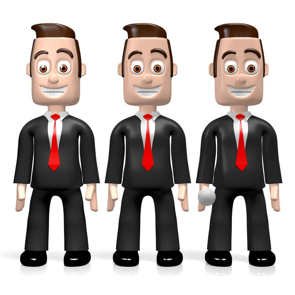 3 d 漫画キャラクター (ビジネスマン) - チームワークの概念. - 写真・画像