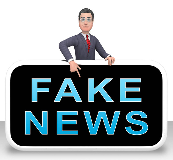 Fake News Phone Represents Misinformation On Social Media. False Information And Propaganda - 3d Illustration - Photo, Image