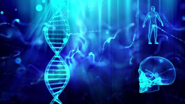 Медичний фон з черепом ДНК та людським тілом
 - Кадри, відео
