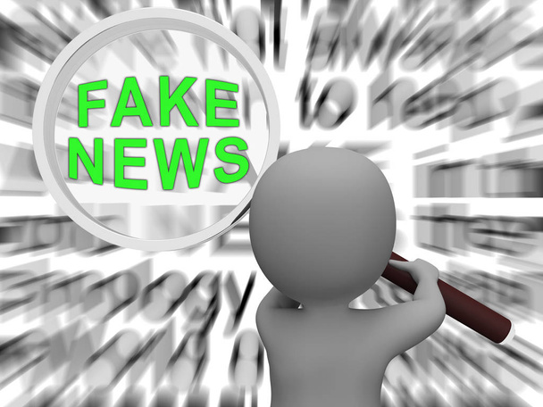 Фальшивая газета означает обман СМИ и дезинформацию. Ложь в журналистике и ложные факты - 3d иллюстрация
 - Фото, изображение