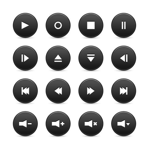 16 media audio video control web 2.0 buttons. - Vector, Image