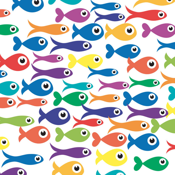 Illustration of the school of fishes under the sea, abstract shapes - Vector, Imagen