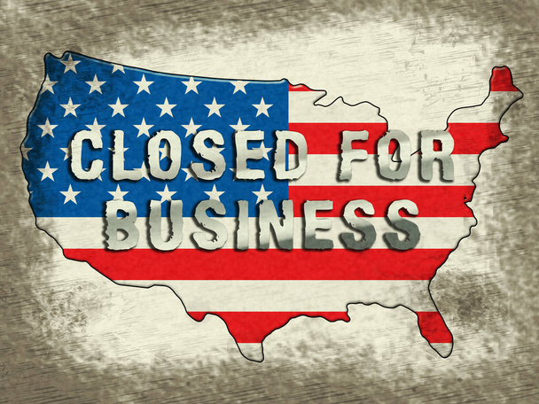 Government Furlough Closed For Business Map For Federal Workers. National Shutdown From Washington - 3d Illustration - Photo, Image