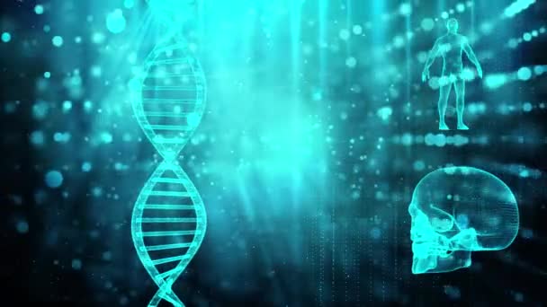 Медичний фон з черепом ДНК та людським тілом
 - Кадри, відео