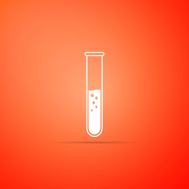 Kémcső és a lombik - kémiai laboratóriumi vizsgálati ikon elszigetelt narancssárga háttérrel. Lapos kivitel. Vektoros illusztráció - Vektor, kép