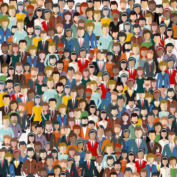 Large group of people. Seamless background. Business people, teamwork concept. Flat vector illustration - Vector, Image