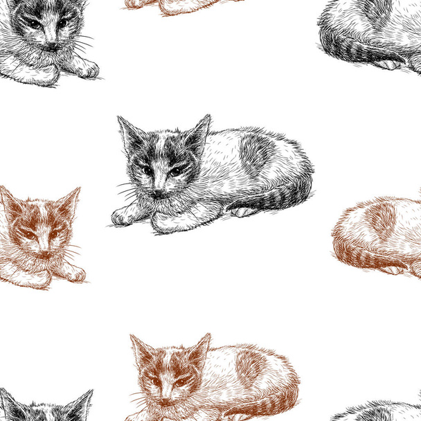 Vektor mintázat a vázlatok, a cica - Vektor, kép
