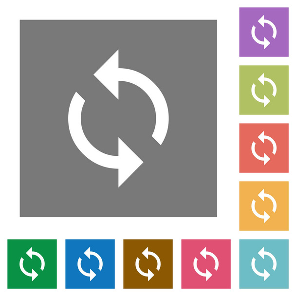 Iconos planos de bucle de programación en fondos cuadrados de color simples
 - Vector, Imagen