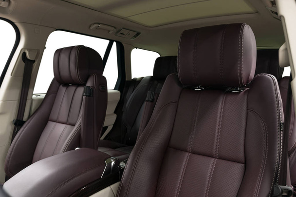  Modern leather car seats. Interior detail. - Photo, Image