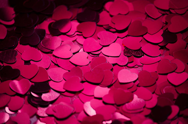Lots of pink glossy hearts romantic abstract background - Foto, Bild