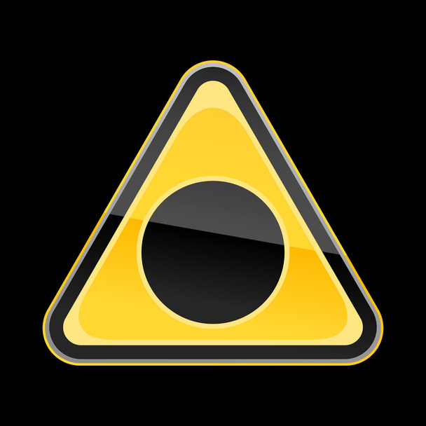 Sinal de aviso de perigo amarelo com símbolo de buraco negro no fundo preto
 - Vetor, Imagem