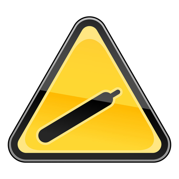白い背景の上のガスのシンボルと黄色危険警告サイン - ベクター画像