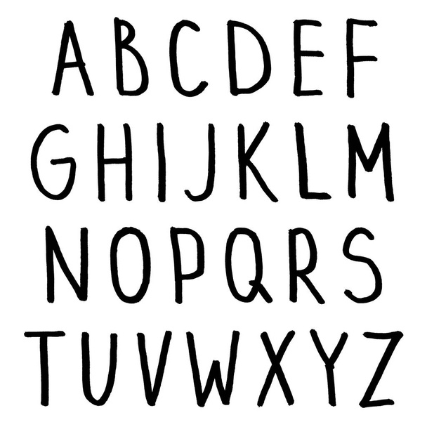 Hand-drawn alphabet. Calligraphy font. Modern brush lettering. Grunge style alphabet. - Vector, imagen