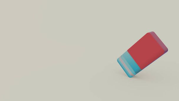 3d icon of blue red paper eraser isolated on gray background - Photo, Image