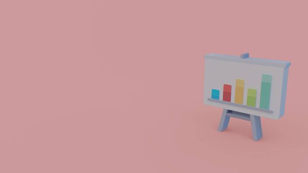 3d icon of flip chart with bar chart isolated on pink background - Photo, Image