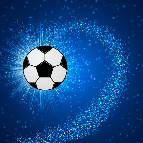 Star explosion and soccer ball in space with sparkling stars. Universe of football concept. Healthy life, sport and activities in the world. Magic background vector illustration. - Vector, imagen