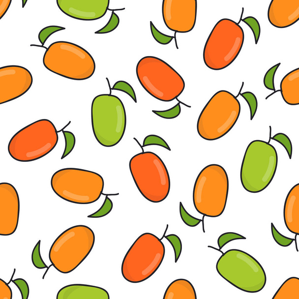 マンゴーのシームレスな落書きのパターン - ベクター画像