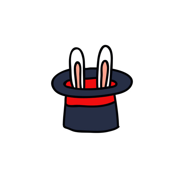 rabbit in the hat doodle icon - Vector, Image