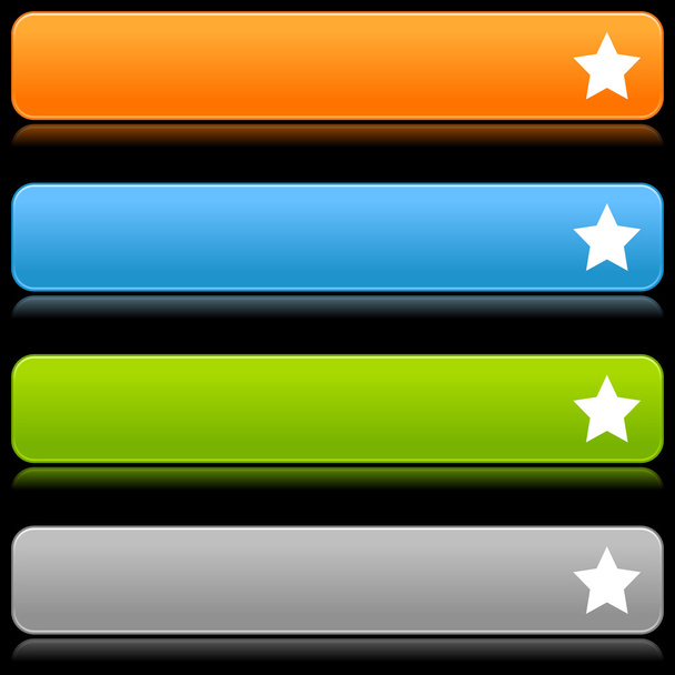 Matted color rounded buttons with star symbol on black - Vector, Image