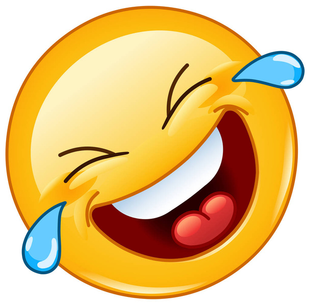 Emoticon rollen op de vloer lachen met tranen - Vector, afbeelding