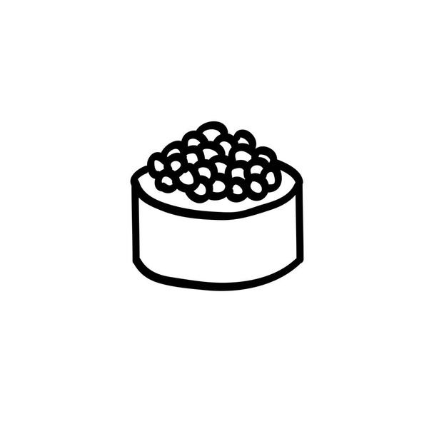 roll with caviar doodle icon - Vector, Image