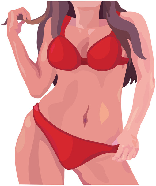 Red swimwear girl - Вектор,изображение