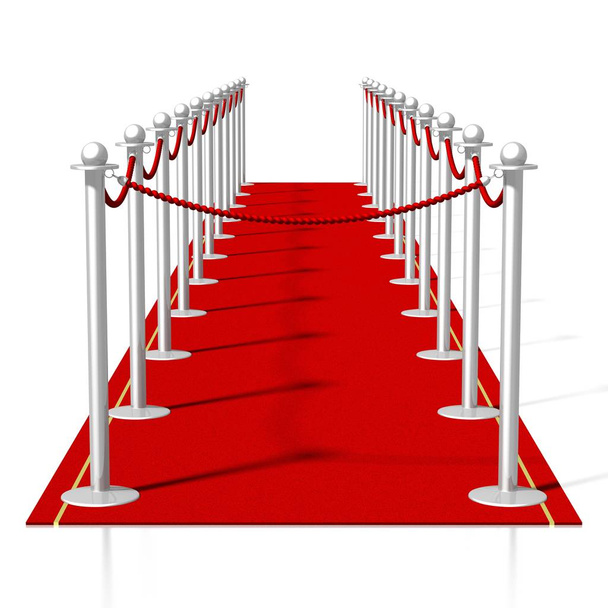 3D red carpet illustration, white background - Photo, Image