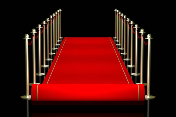 Ilustración de alfombra roja 3D, fondo negro
 - Foto, imagen