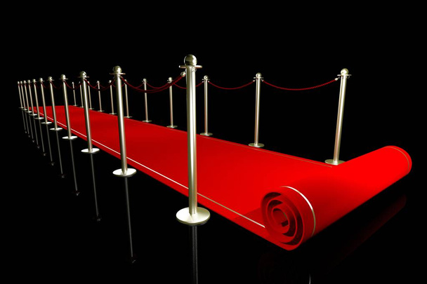 Ilustración de alfombra roja 3D, fondo negro
 - Foto, imagen