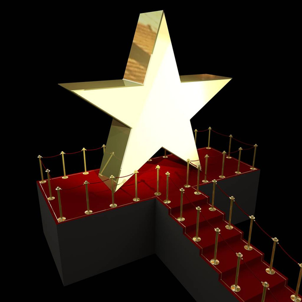 3D ілюстрація червоного килима - зірка, концепція червоного килима
 - Фото, зображення