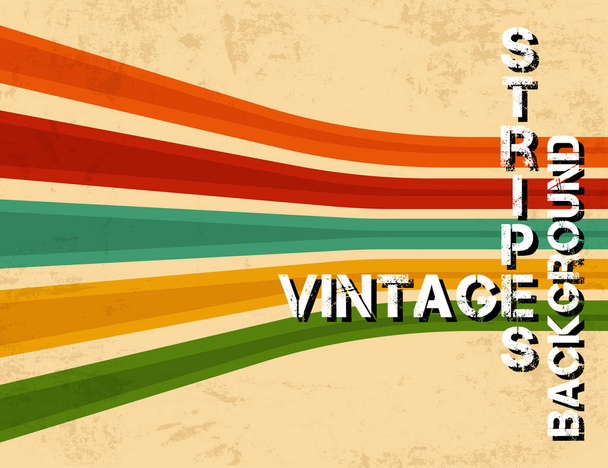 Grunge vintage background with colorful stripes. Retro texture lines backdrop. Vector illustration. - Vektor, kép