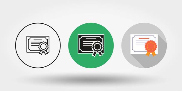 Certificate. Set. Different icons for web and mobile application. Silhouette. Editable Thin line. Flat design style. Vector illustration of a buttons. - Vektor, Bild