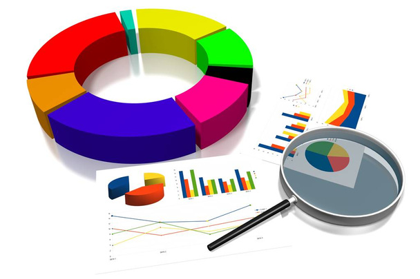 3D Business Chart Illustration, weißer Hintergrund - Foto, Bild