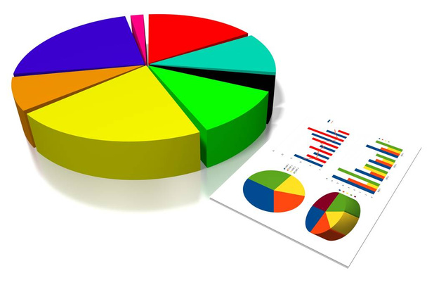 3D business chart illustration, white background - Photo, Image