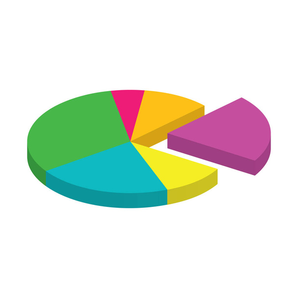 Bedrijfsstatistieken, financiële analyse, groei en ontwikkelingsconcept: kleurrijke 3d taart isometrische grafiek - Vector, afbeelding