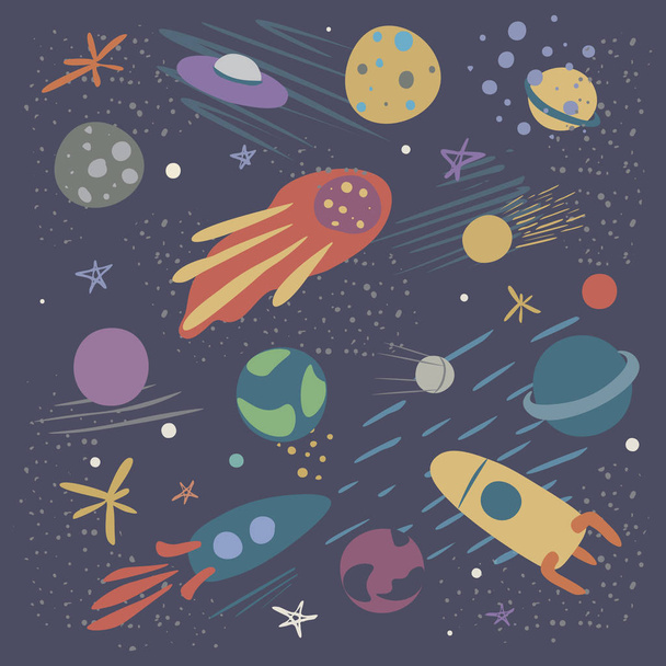 Vector illustration on the theme of space - Vector, afbeelding