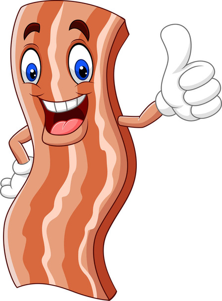 Illustration vectorielle du bacon mignon Cartoon donnant un pouce vers le haut
 - Vecteur, image