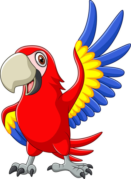 Vector illustration of Cartoon macaw waving - Vetor, Imagem