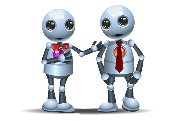 illustratie van een gelukkig twee kleine robot lopen als een zakenpartner op geïsoleerde witte achtergrond - Foto, afbeelding