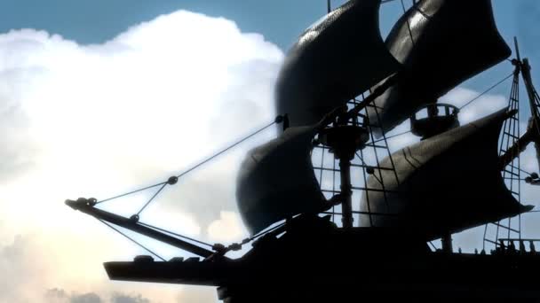 sailing ship with clouds - Footage, Video