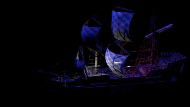 Sailing ship at night - Footage, Video